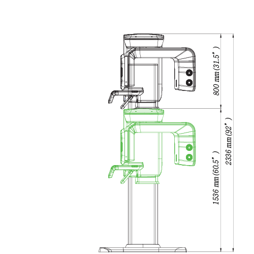 Pax-i 3D Smart - Pano/ CBCT Dimensiones Vista Frontal