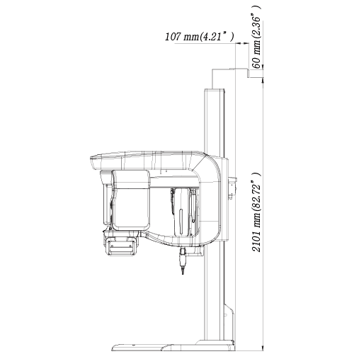 Pax-i 3D Smart Pano/CBCT/Scan Ceph - Dimensiones Vista Lateral