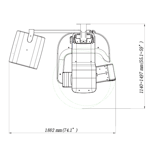 Pax-i 3D Smart Pano/CBCT/Scan Ceph - Dimensiones Vista Superior
