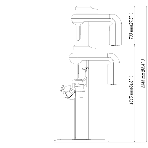 Pax-i 3D Green Pano/CBCT - Dimensiones Vista Frontal
