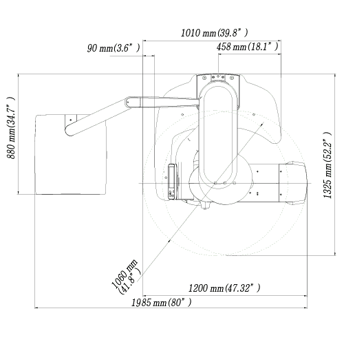 Pax-i 3D Green Pano/CBCT/One Shot - Dimensiones Vista Superior