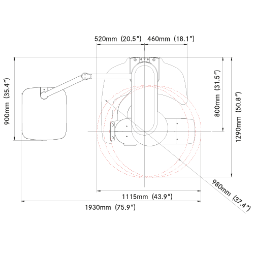 Medidas Pax-i 3D Pano/CBCT/OneShotCeph (Vista Superior)
