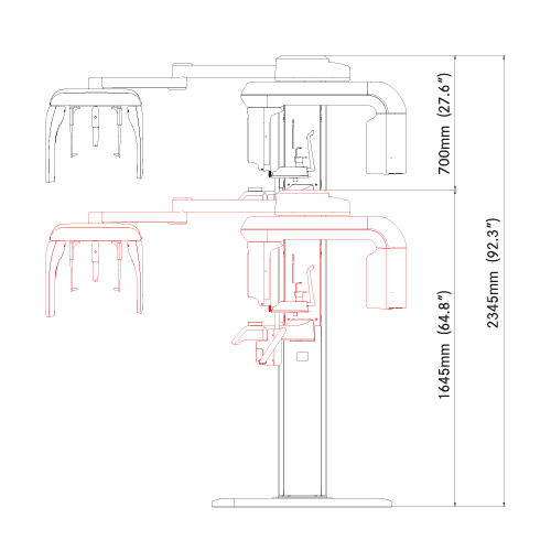 Medidas Pax-i 3D Pano/CBCT/Scan-Ceph (Vista Frente)