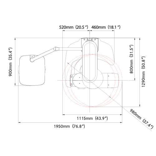 Medidas Pax-i 3D Pano/CBCT/Scan-Ceph (Vista Superior)