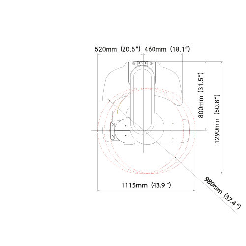 Medidas Pax-i 3D Pano/CBCT (Vista Superior)